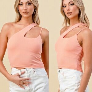 Peach Asymmetrical Women Top
